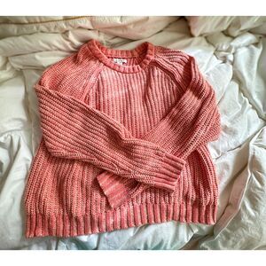 AE Womens Coral Pink Knit Raglan Sweater Size Large VGUC